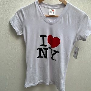 V neck white I love NY t-shirt new with tags